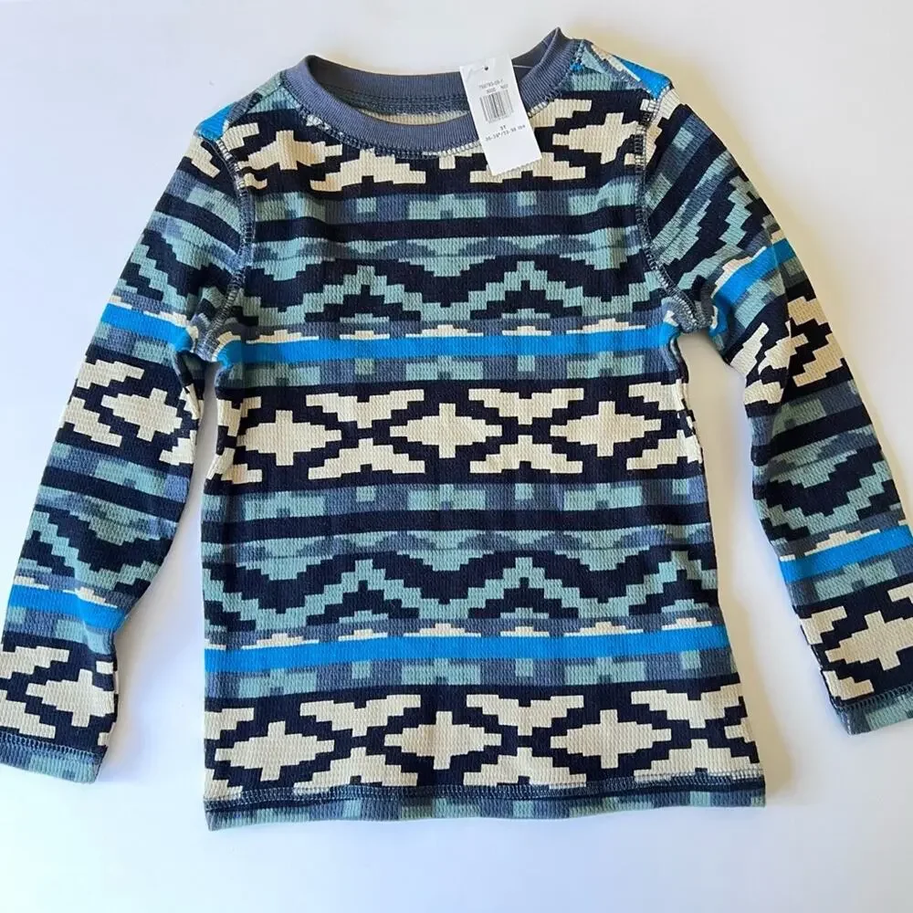 Old Navy Boys Multi-color Waffle Knit Long Sleeve Shirt Sz 3T